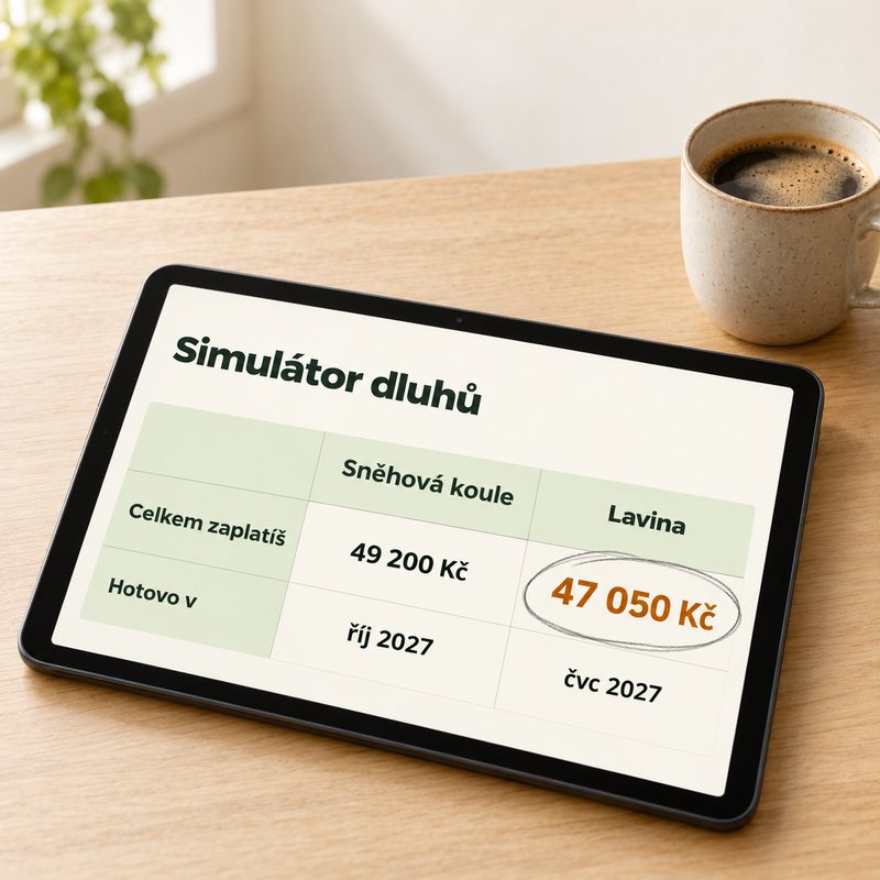 Simulátor dluhů na tabletu
