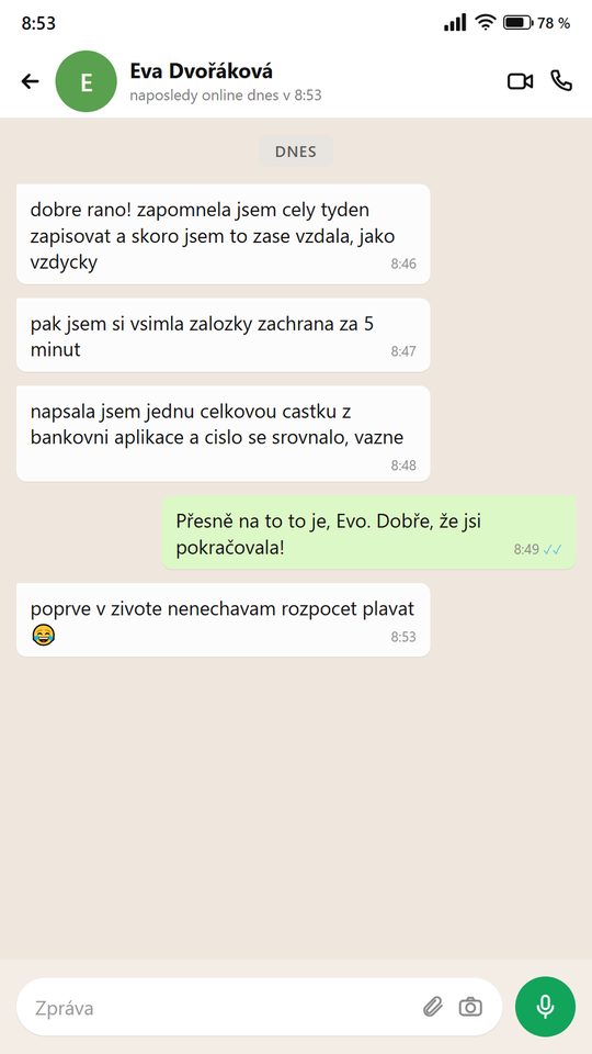 Zpráva od člověka, který používá planner