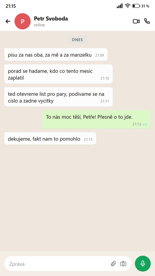 Zpráva od člověka, který používá planner