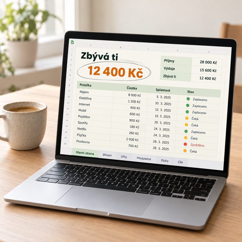 Planner Kolik mi zbývá otevřený na notebooku