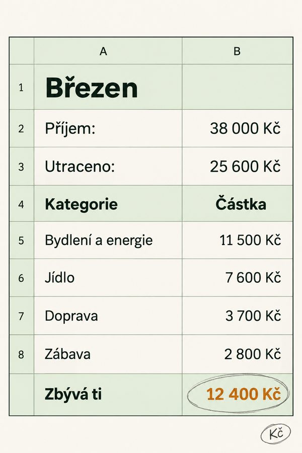 Měsíc v planneru s vyplněným příkladem